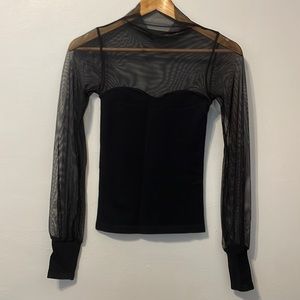 Free People Intimately black stretch mesh top. Size XS/S. Never worn
